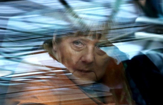 Germany's Chancellor Merkel arrives at an EU-Turkey summit in Brussels