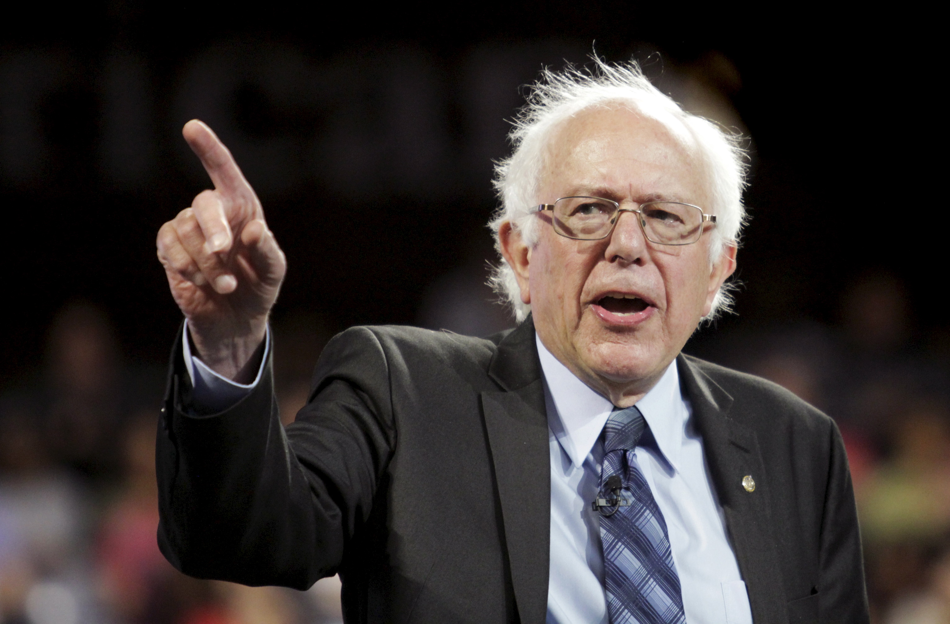 U.S. Democratic presidential candidate Sen. Sanders delivers an address to Liberty University students in Lynchburg