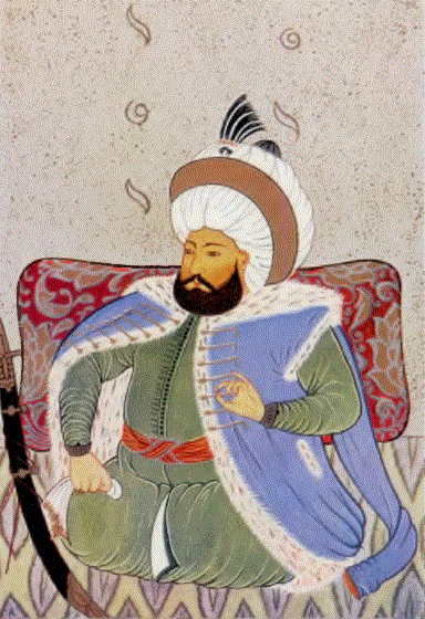 Fatih Sultan M ehm ed Han'ın bir m inyatürü (Levnî)