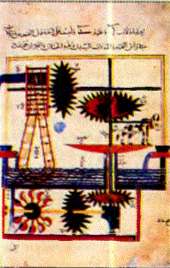 Cezerî'nin, suyun yükseğe çıkmasını temin için yaptığı otomatik bir âlet.
