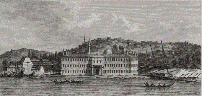 Mühendishâne-i Berrî-i Hümâyûnun 1793 senesine kadar hizmet verdiği, Kasımpaşa'da Cezayirli Haşan Pa şa tarafından yaptırılan Kalyoncu Kışlası.