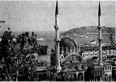 Tophane ile Kabataş arasında Sultan İkinci Mahmûd Han tarafından 1825'te yaptırılan ince ve zarif minareleriyle Nusretiye Camii