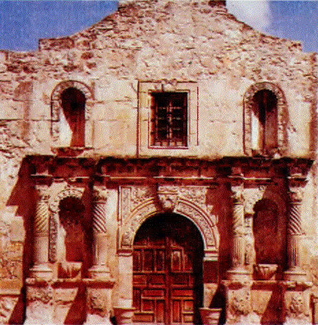 San Antonio'da İspanyol din adamları tarafından kurulmuş:  olan Alamo kalesi; Texas'm Meksika'dan ayrılma savaşımının simgesi haline gelmiştir.